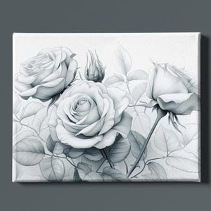 Rose Sketch Art Print | Floral Wall Art | Rose Pencil Drawing | Flower Art Print | Charcoal Rose Artwork | Rose Painting | Instant Download