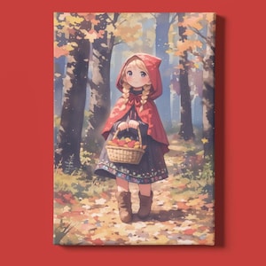 Impresión artística de Caperucita Roja / Arte de cuentos de hadas / Arte de fantasía / Impresión artística de libros de cuentos / Arte folclórico / Arte del bosque / Descarga instantánea