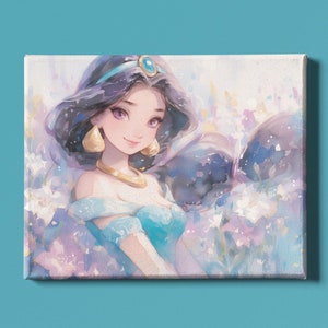 Impresión artística de Jasmine / Arte de la princesa Jasmine / Arte de Las mil y una noches / Arte mural de cuentos de hadas / Impresión artística de libros de cuentos / Arte mágico / Descarga instantánea