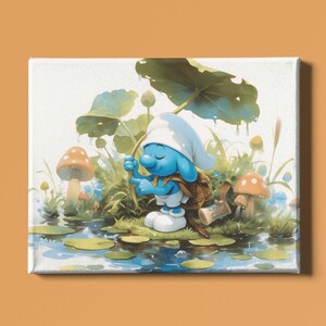 Impresión artística de los Pitufos / Póster de los Pitufos / Arte mural de cuentos de hadas / Impresión de libros de cuentos / Arte mágico / Arte de fábulas / Impresión de arte de cómic / Descarga instantánea