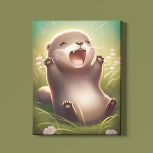 Impresión artística de nutria / Arte de pared de nutria bebé / Impresión de animal bebé / Arte de habitación para niños / Arte Montessori para niños pequeños / Obra de arte para guardería / Imprimible instantáneo
