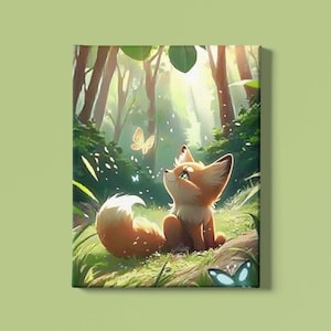 Impresión artística de zorro bebé / Arte mural de zorro / Arte de animales bebés / Arte infantil / Arte Montessori / Arte para habitación de niños / Arte para jardín de infantes / Descarga instantánea