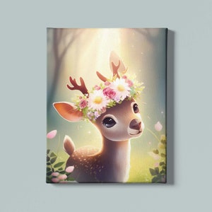 Impresión artística de cervatillo / Arte mural de ciervo bebé / Arte de cierva / Arte de animales bebés / Impresión para habitación de niños / Arte de guardería / Arte Montessori / Descarga instantánea