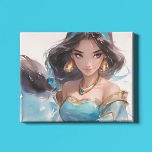 Impresión artística de Jasmine / Arte de la princesa Jasmine / Arte mural de cuentos de hadas / Impresión artística de libros de cuentos / Arte de Las mil y una noches / Arte mágico / Descarga instantánea