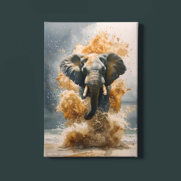 Elephant Print | African Elephant Wall Art | African Savannah Watercolor Painting | Wild Animal Art | Wildlife Art | Instant Download Prints