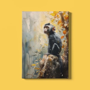 Monkey Wall Art Print | Capuchin Monkey Art | Ape Art | Primate Poster | Wildlife Art | Wild Animal Watercolor Painting | Instant Download