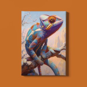 Chameleon Wall Art Print | Lizard Art Print | Reptile Art | Anole Lizard Print | Tropical Animal  Watercolor Painting | Instant Download