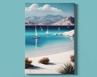 Sailboat Art Print | Nautical Art | Coastal Posters | Beach Wall Art | Ocean Art | Seascape Artwork | Sailboat Painting | Instant Download