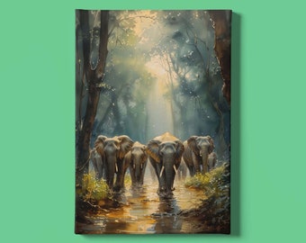 Elephant Art Print Instant Download: A Printable Artwork of African Wild Animals
