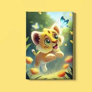 Impresión artística de cachorro de tigre / Impresión artística de pared de tigre bebé / Obra de arte de animales bebés / Arte de animales de la jungla / Decoración de habitación de niños / Arte de guardería / Descarga instantánea
