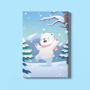 Impresión artística de oso polar / Arte mural de oso polar bebé / Impresión de animal bebé / Arte infantil / Arte Montessori / Impresión para habitación infantil / Descarga instantánea