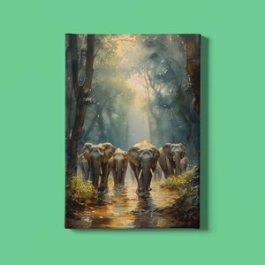 Elephant Wall Art Print | Elephant Herd Art | Big 5 Art | Mammal Watercolor Painting | African Safari Art Print | Instant Download