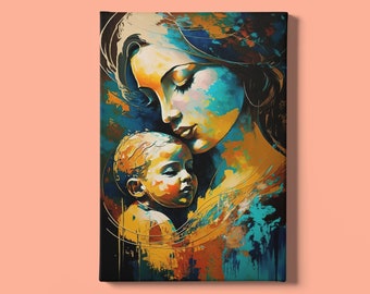 Mother and Child Art Print | Mom and Baby Print | Mothers Love Art | Mommy Wall Art | Mum Art Print | Mothers Day Gift | Instant Download