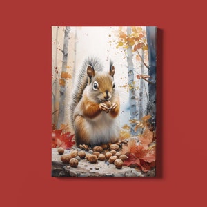 Squirrel Art Print | Fox Squirrel Art | Woodland Animal Prints | Wildlife Wall Art Print | Squirrel Watercolor Painting | Instant Download