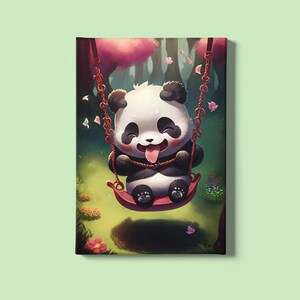 Impresión artística de panda / Arte mural de panda bebé / Obra de arte de panda / Imprimible para guardería / Decoración de habitación infantil imprimible / Arte Montessori / Descarga instantánea