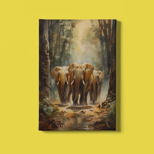 Elephant Wall Art Print | Wildlife Artwork | African Safari Art | Mammal Watercolor Painting | Three Elephant Art Print | Instant Download