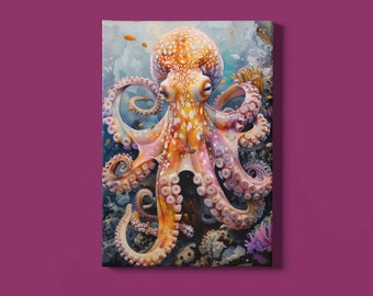 タコ（Octopus Vulgaris）ジクレー版画、A4、A3、またはA2 - 水中壁画