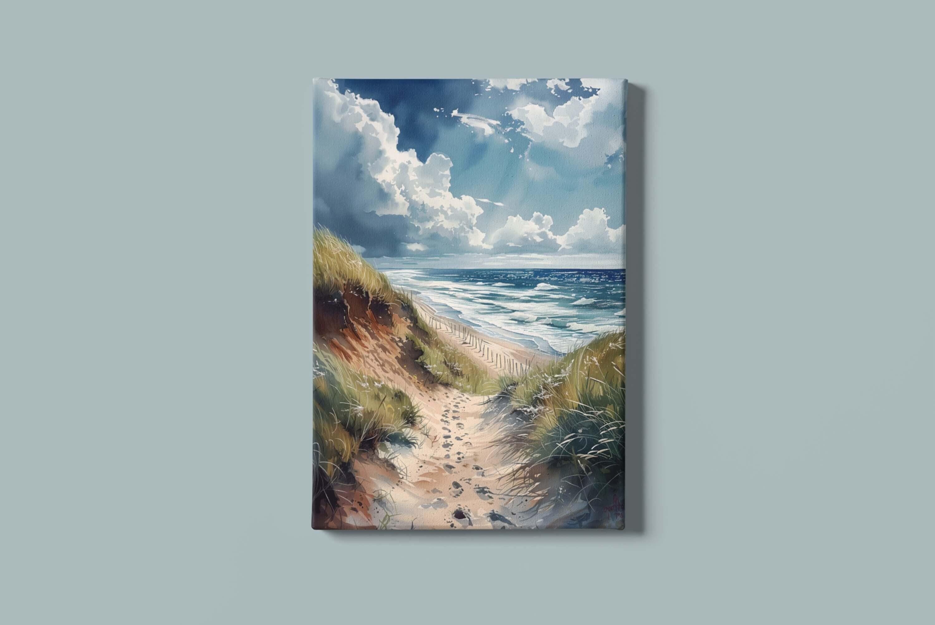 Footprints in the Sand Art Print | Walk on the Beach Art | Beach Wall Art | Ocean Print | Seascape Artwork | Waves Art | Instant Download