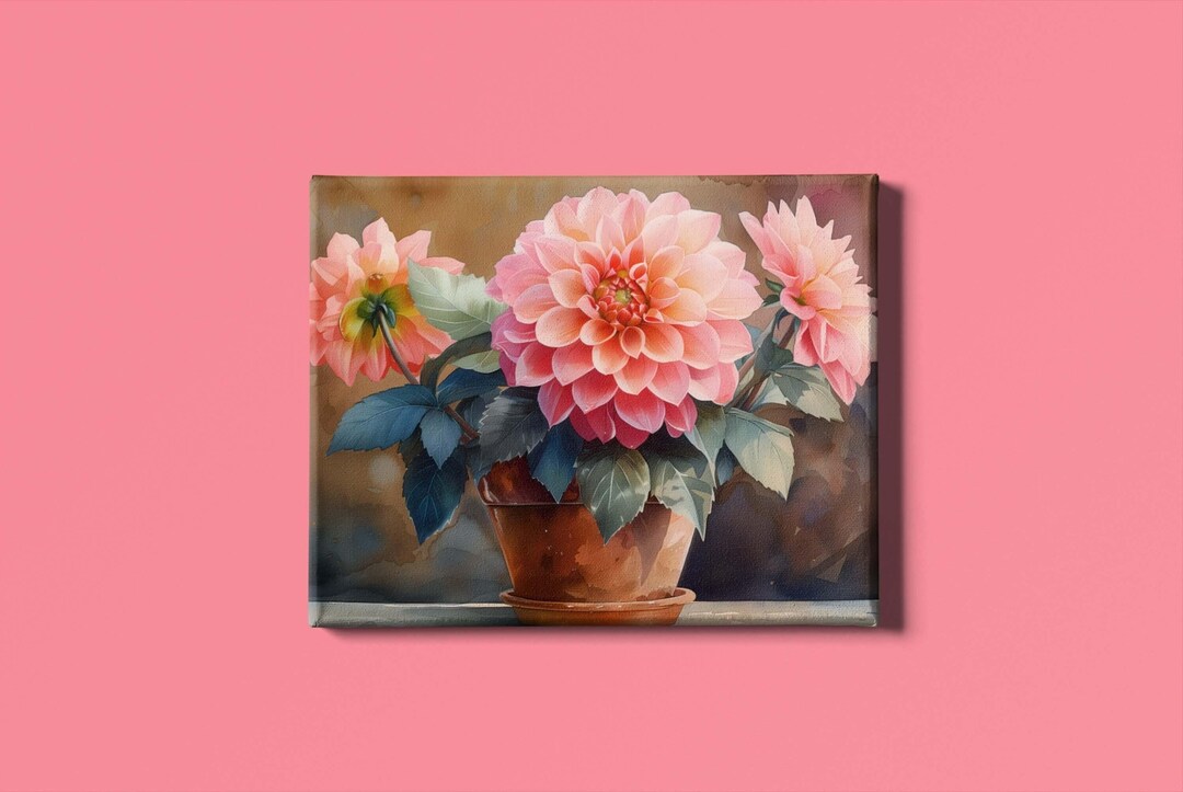 Pink Dahlia Art Print | Dahlia Wall Art | Botany Art | Floral Art ...