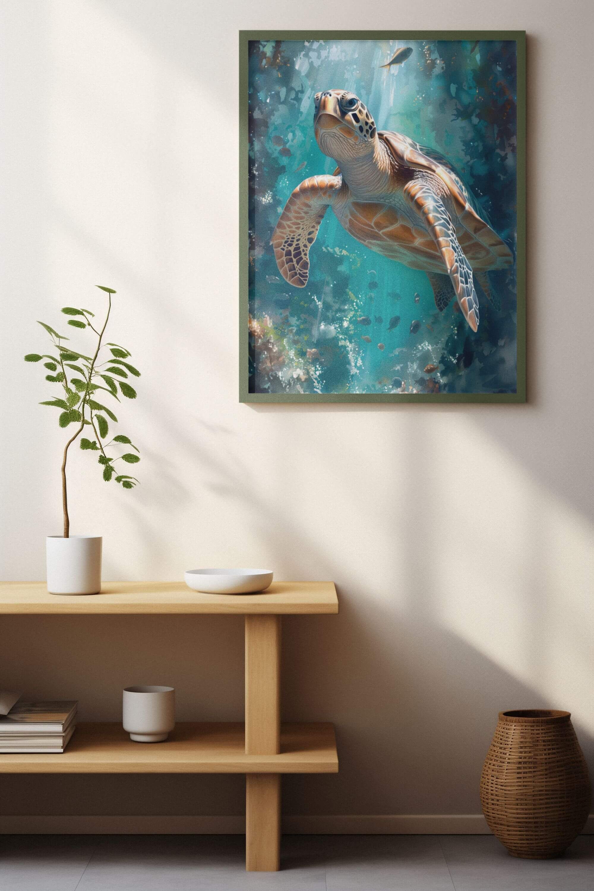 Turtle Art Print Instant Download: A Printable Artwork of an Underwater ...