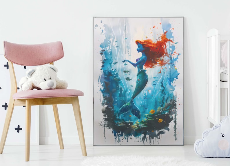 Ariel Art Print Instant Download: Watercolor Painting of the Little ...