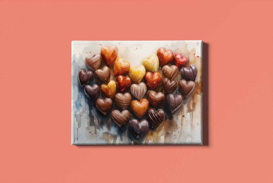 Heart Art Print Instant Download: Watercolor Painting of a Chocolate