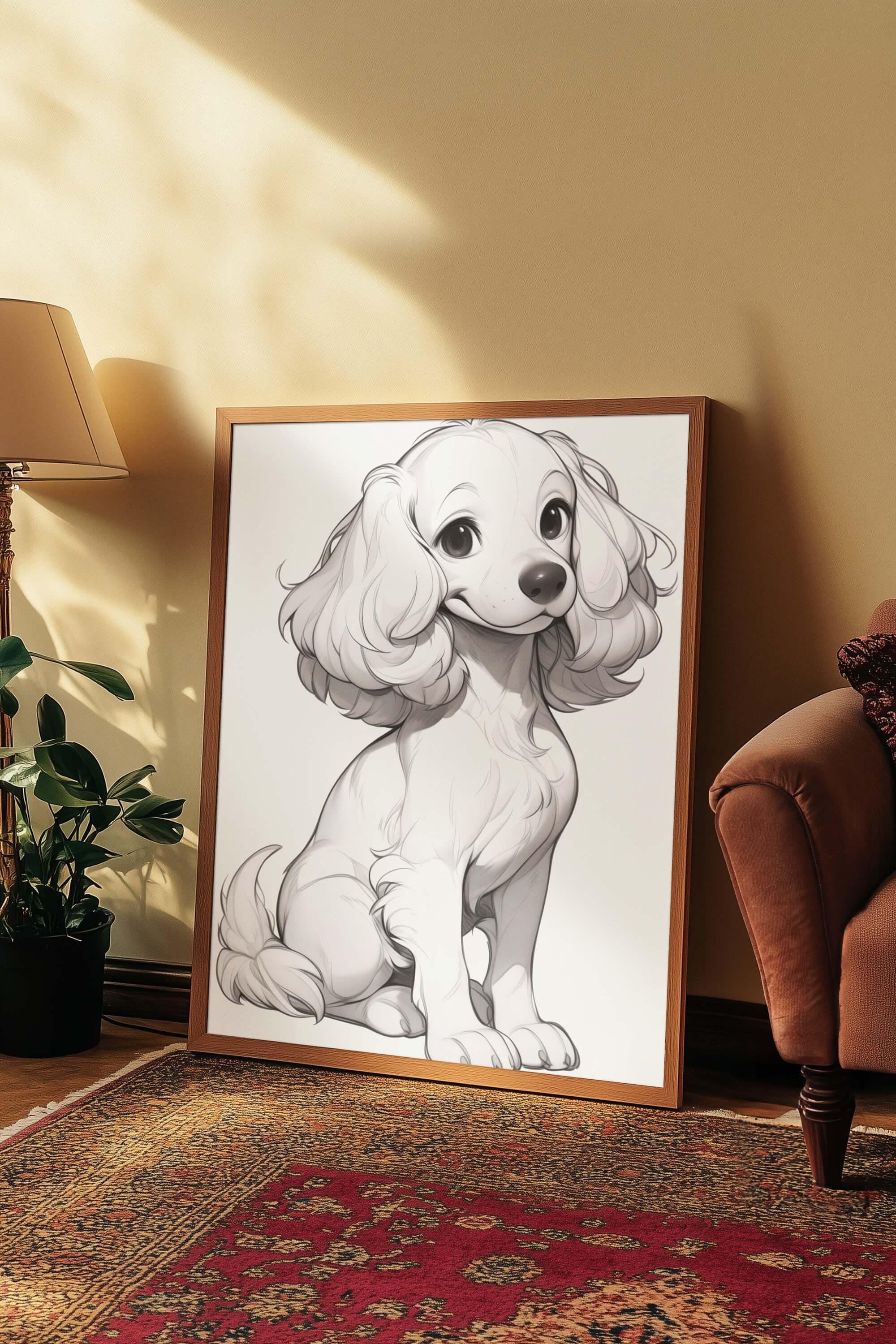 Cocker Spaniel Art Print Instant Download: Sketch of a Pet Dog - Etsy