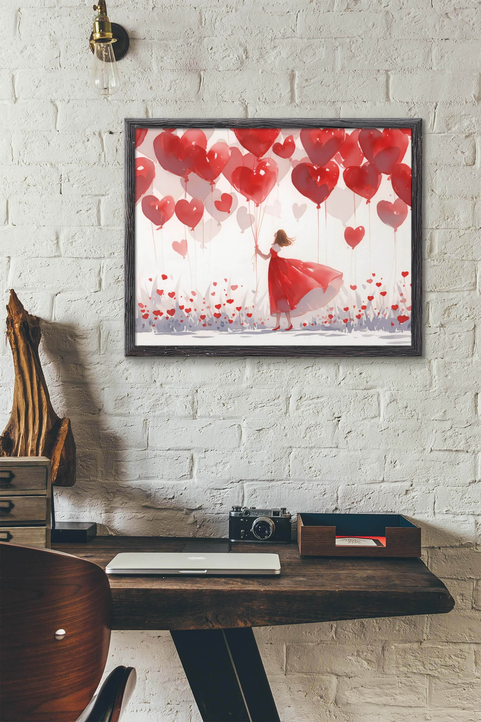 Girl Art Print Instant Download: Watercolor Painting of a Girl With Red ...