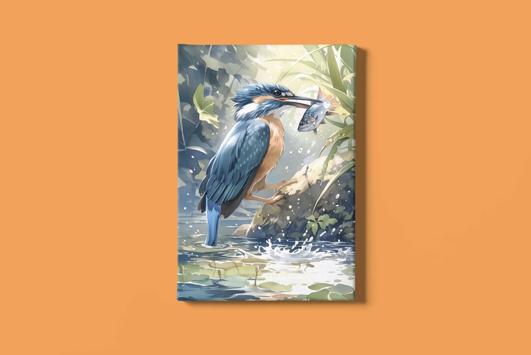 Kingfisher Art Print Instant Download: Watercolor Painting of a ...