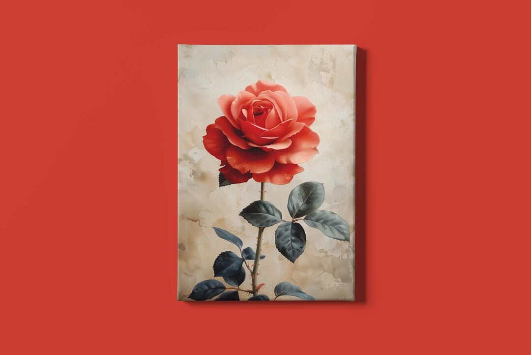 Rose Art Print | Red Rose Wall Art | Floral Art Print | Red Rose ...