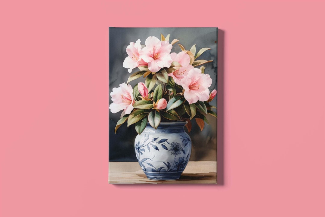 Azalea Art Print Instant Download: Watercolor Painting of Pink Azaleas ...