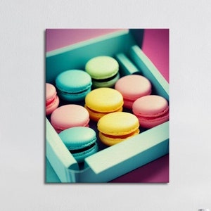 A Box Of Macarons Kitchen Wall Art | Food Art Canvas Print