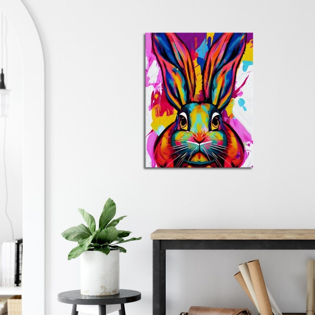 Color Rabbit Designs Colorful Rabbit | Colorful Print | Rabbit Portrait | Lunar Year of ...