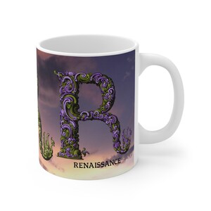 Majestic Initial R Coffee Mug - Renaissance Motif 11oz Mug