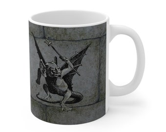 Dark Demon 11oz Coffee Mug - Devil and Skull Design - Dungeon Art Mug