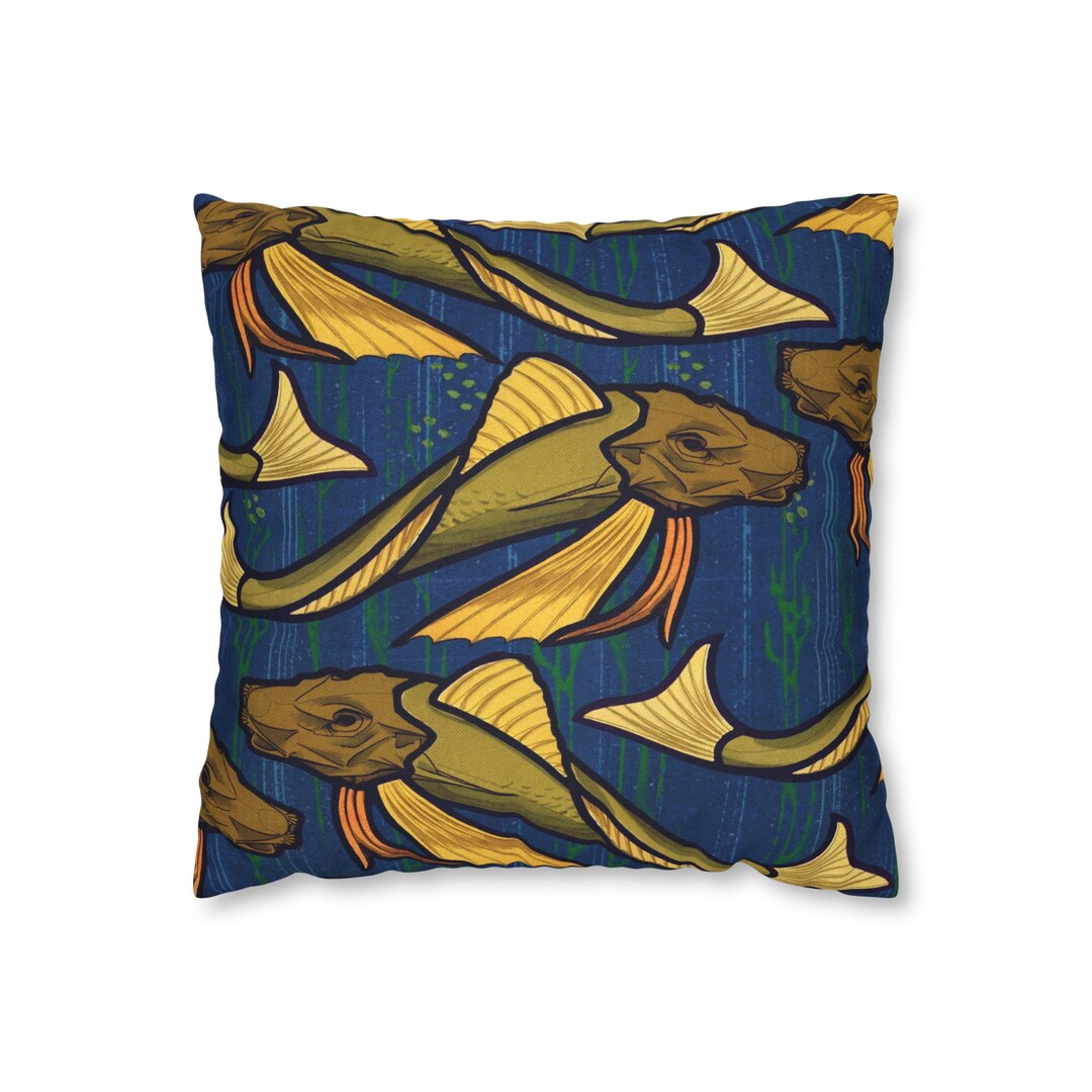 Fabulous Fish Pillow Case Only Art Deco Style Pillow Cover Etsy