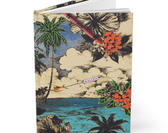 Hawaiian Theme Hardcover Journal, Aloha Travel Planner, Floral Notebook, Beach Memory Keeper, Vacation Journal, Gift for Writers