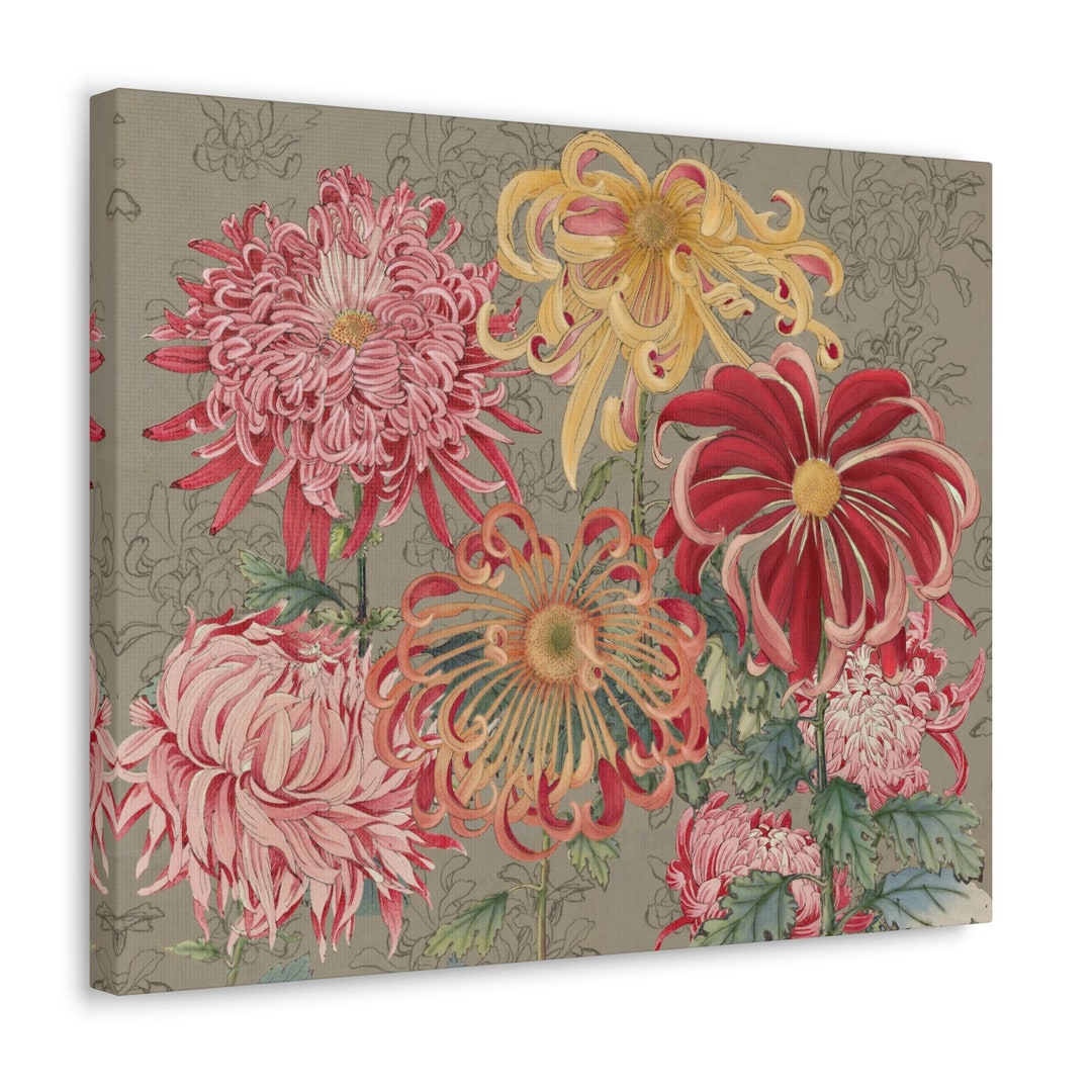 Keika Hasegawa Collage Art Japanese Flower Art 20x16 Wall Canvas Decor