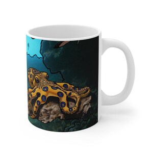 Kubek Ocean Creatures, Podwodna przygoda, Prezent dla nurka, Kubek do kawy z motywem oceanicznym, Niepowtarzalny prezent dla miłośników życia morskiego, Idealny dla miłośników wody