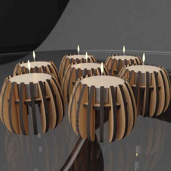 SVG Laser Cut Tea Light Holder, 40mm Tea Candle, 3mm, 1/8", 4mm Files, Ikea Tealight Holder