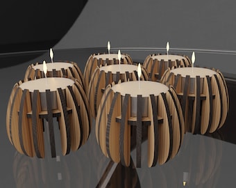 SVG Laser Cut Tea Light Holder, 40mm Tea Candle, 3mm, 1/8&quot;, 4mm Files, Ikea Tealight Holder