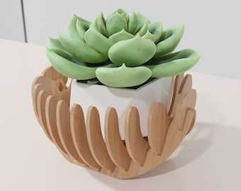 SVG Laser Cut Fruit Bowl, Succulent Plant Holder, 3-4mm, Kitchen and Desk Decoration, Commercial License Included