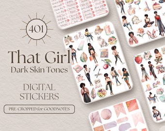 That Girl GoodNotes Stickers Black Girls 401 Lifestyle Digital Stickers That Girl Sticker Book for GoodNotes for Dark Skin Tones [EF084]