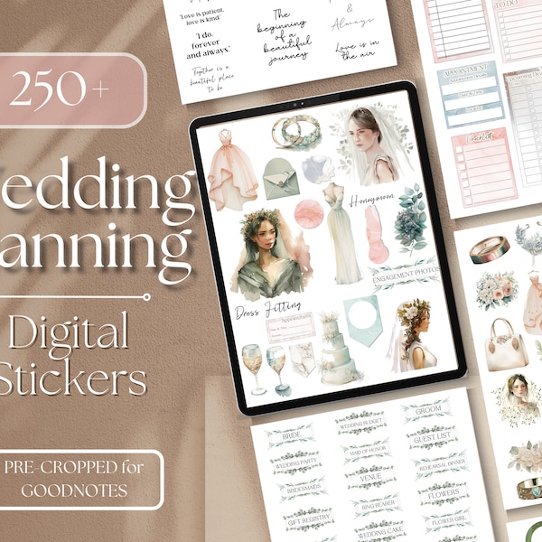 Wedding Digital Stickers GoodNotes | Wedding Digital Planner Stickers, Wedding Planning GOODNOTES STICKERS, 250+ Wedding GoodNotes Stickers