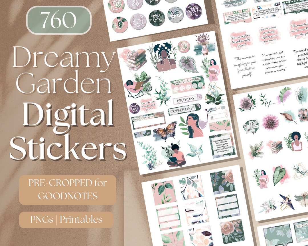 Dreamy Garden Digital Planner Stickers | Spring Stickers, 760 Goodnotes ...