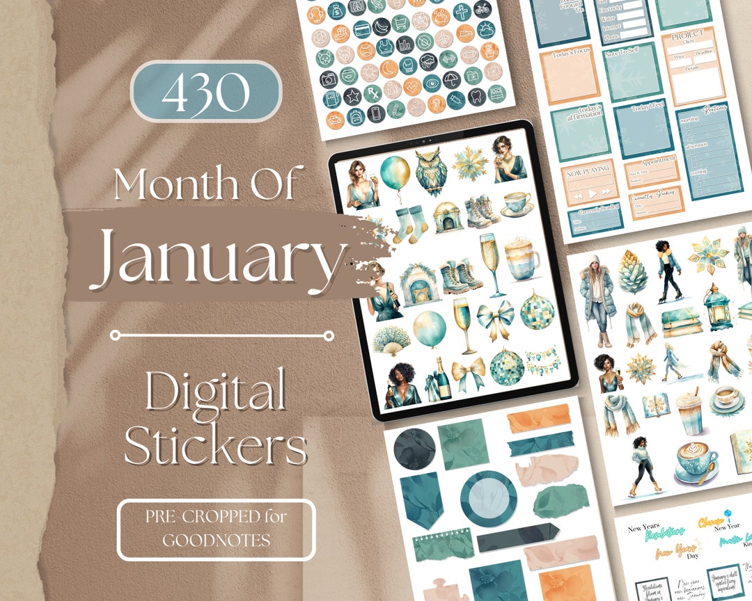 JANUARY Digital Stickers GOODNOTES STICKERS 430 Month of January ...