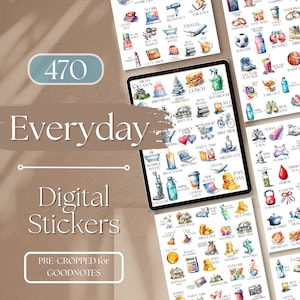 Digital Stickers EVERYDAY GoodNotes Stickers | 470+ Digital Planner Stickers, GoodNotes Planner Digital Books Stickers, Aesthetic Sticker