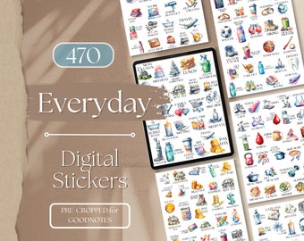 GoodNotes Planner Stickers EVERYDAY, 470 Digital Stickers GoodNotes Everyday, Mom Stickers for GoodNotes, Daily Digital Stickers [EF062]