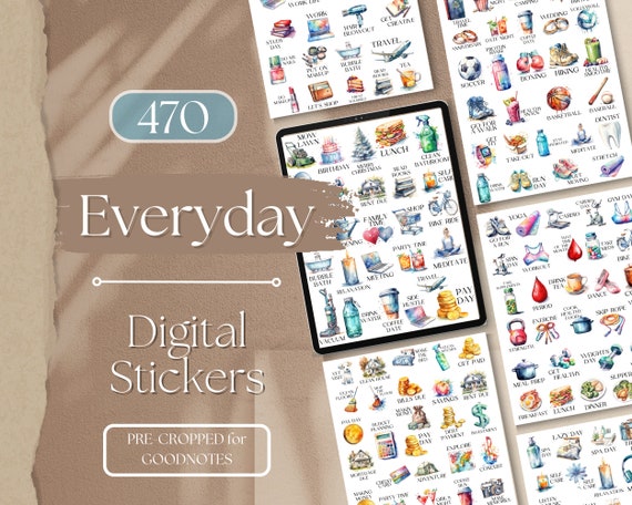 Goodnotes Planner Stickers EVERYDAY, 470 Digital Stickers