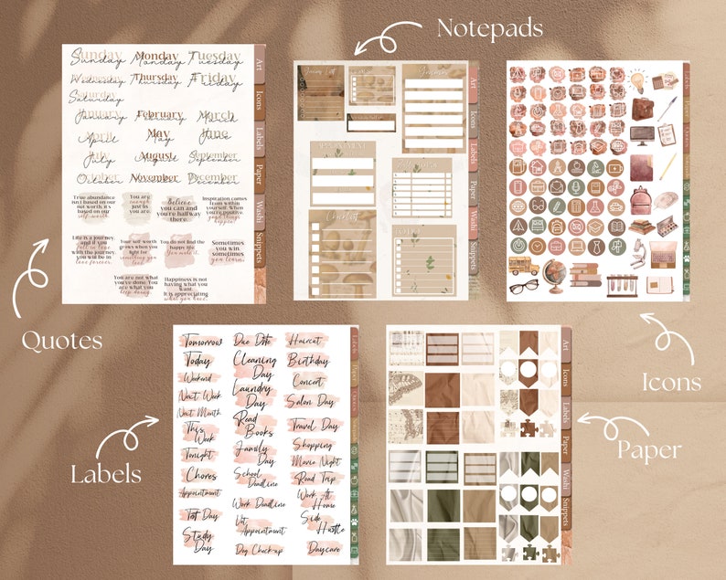 Ultimate Neutral Digital Sticker Bundle for Goodnotes | 1700+ Neutral ...